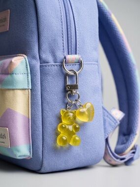 Yellow Gummy Bear & Heart Keychain Charm for Kids Accessories